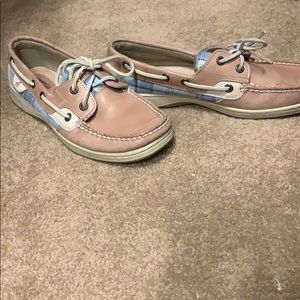 Sperry Topsiders with blue plaid; women’s size 7